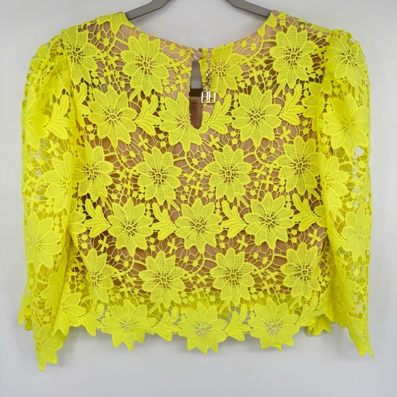Fracomina Italian Brand Lace Cropped Top Neon Green Size Small - Picture 7 of 9